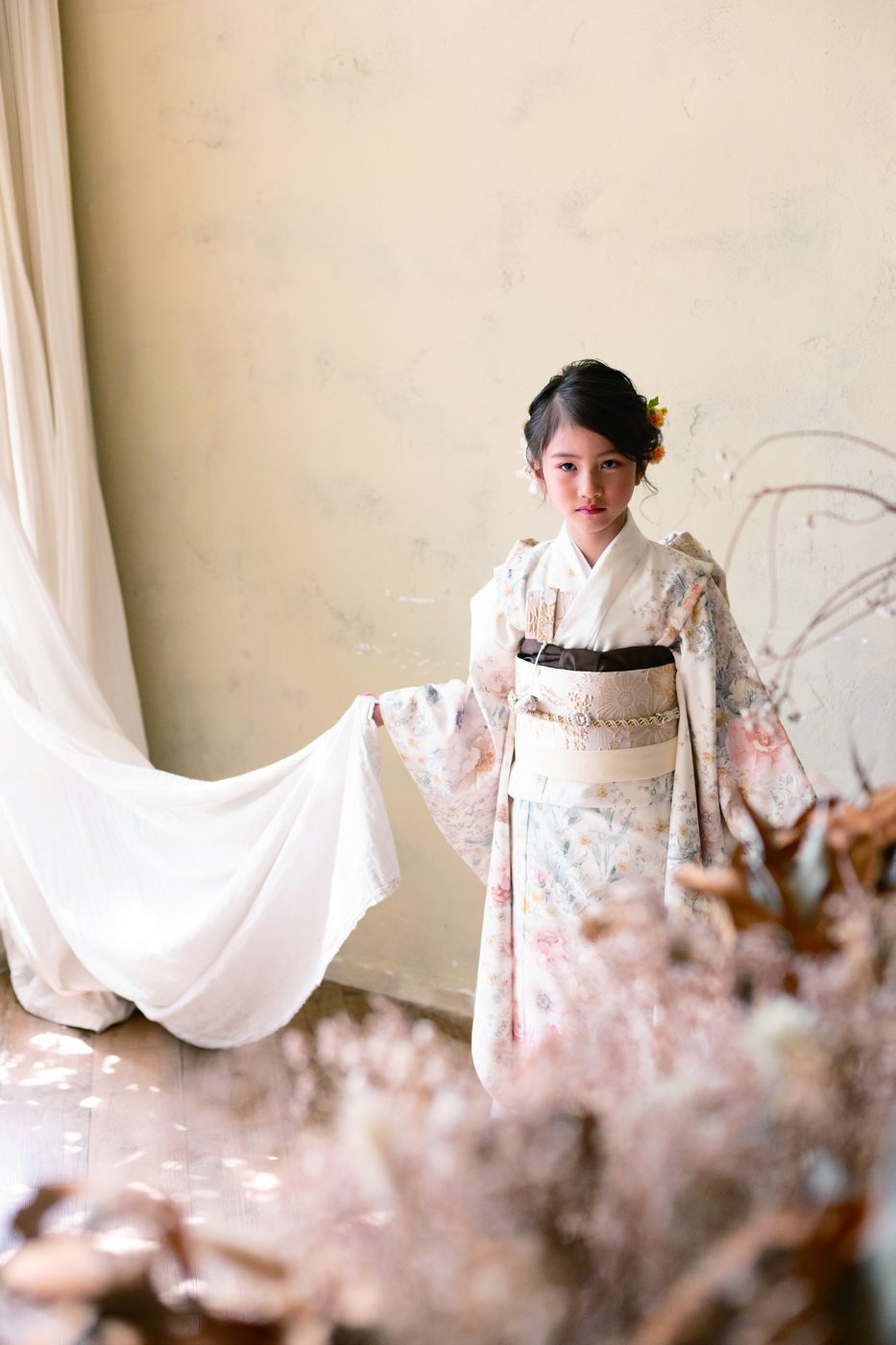 リゾルテのスタジオで七五三の着物を着た女の子